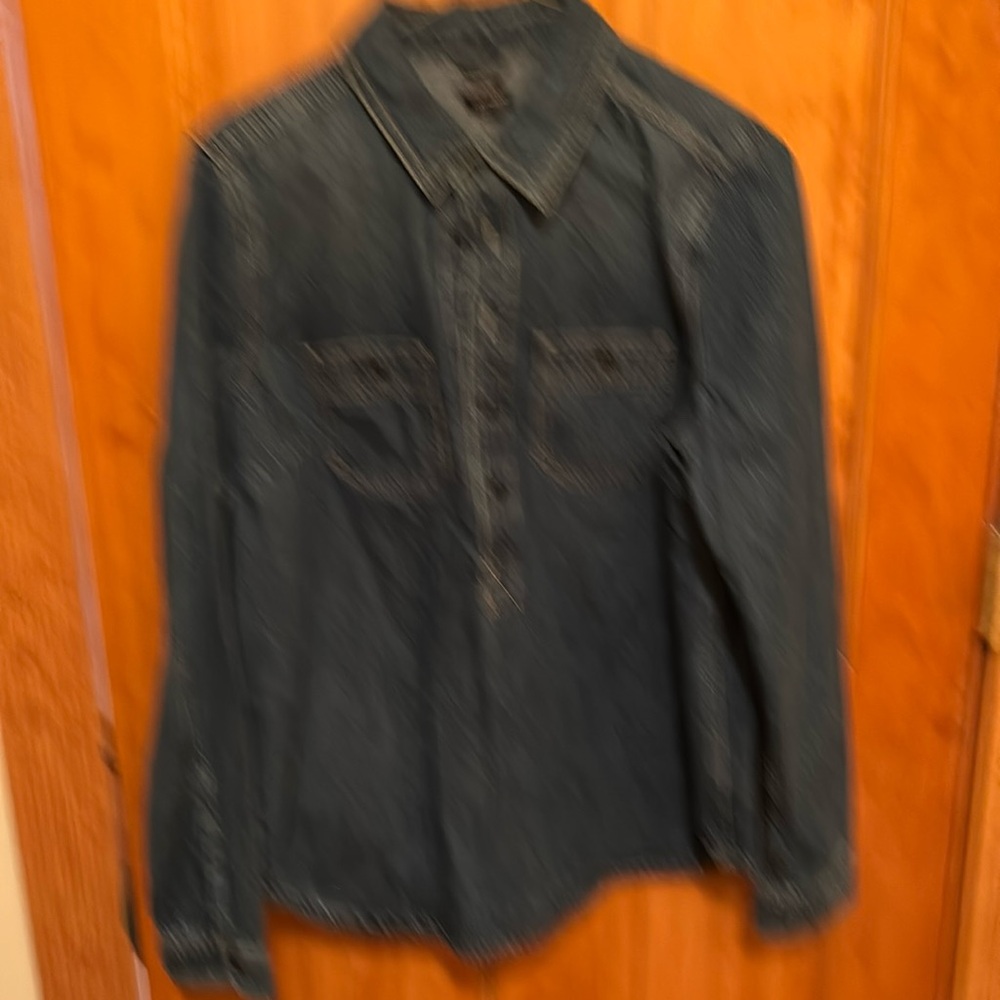 Heavy weight denim shirt by J Crew in size L.